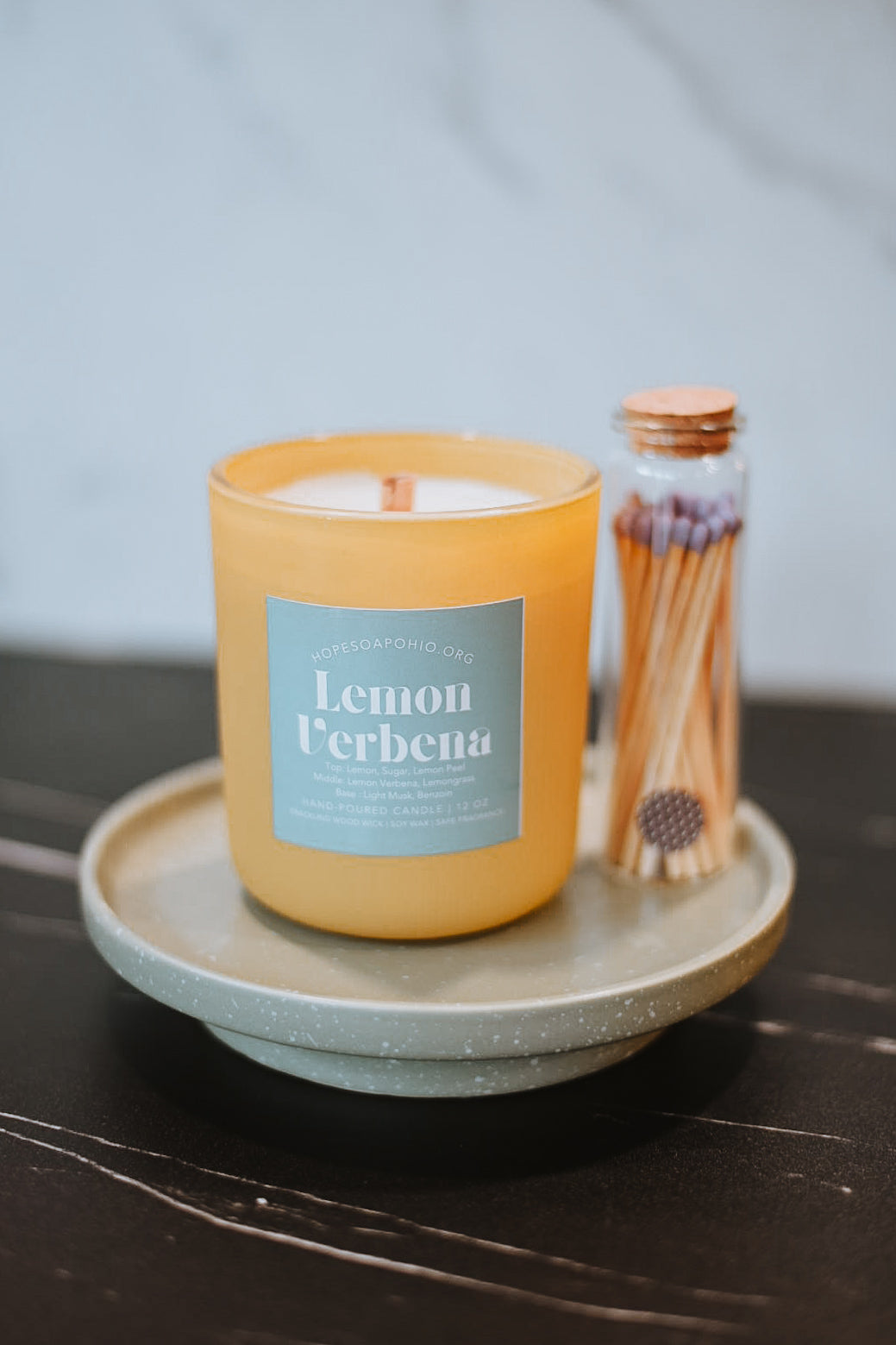 Refillable lemon Verbena Luxe Candle - HOPESOAPOHIO