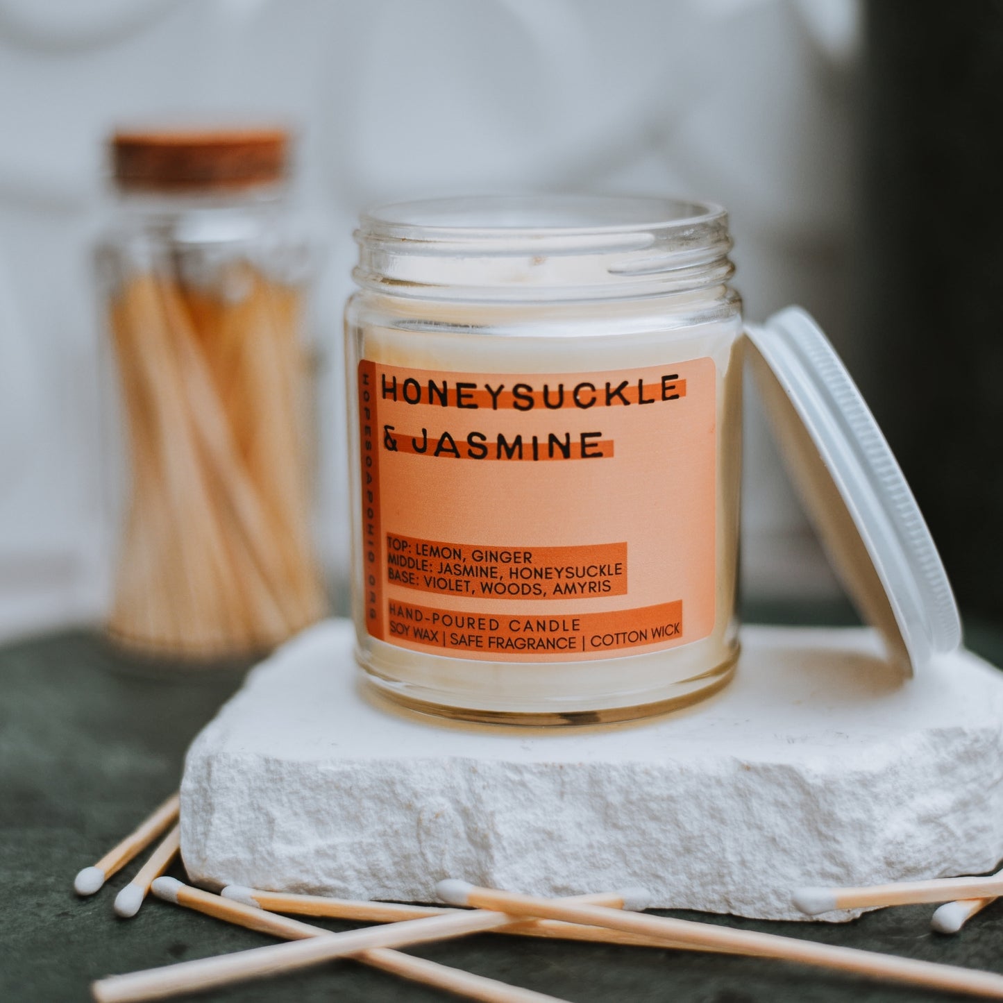 Honeysuckle & Jasmine 8 oz Candle - HOPESOAPOHIO