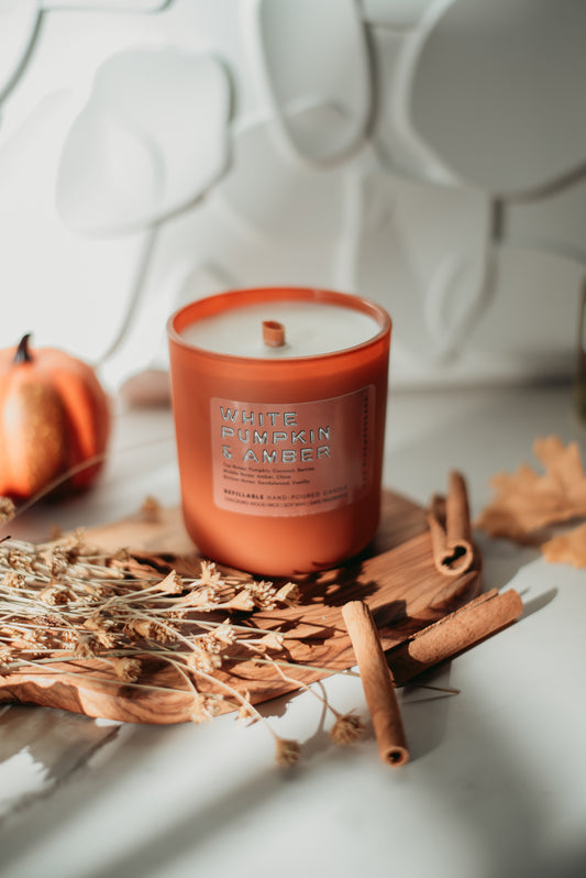 White Pumpkin & Amber Refillable Luxe Candle
