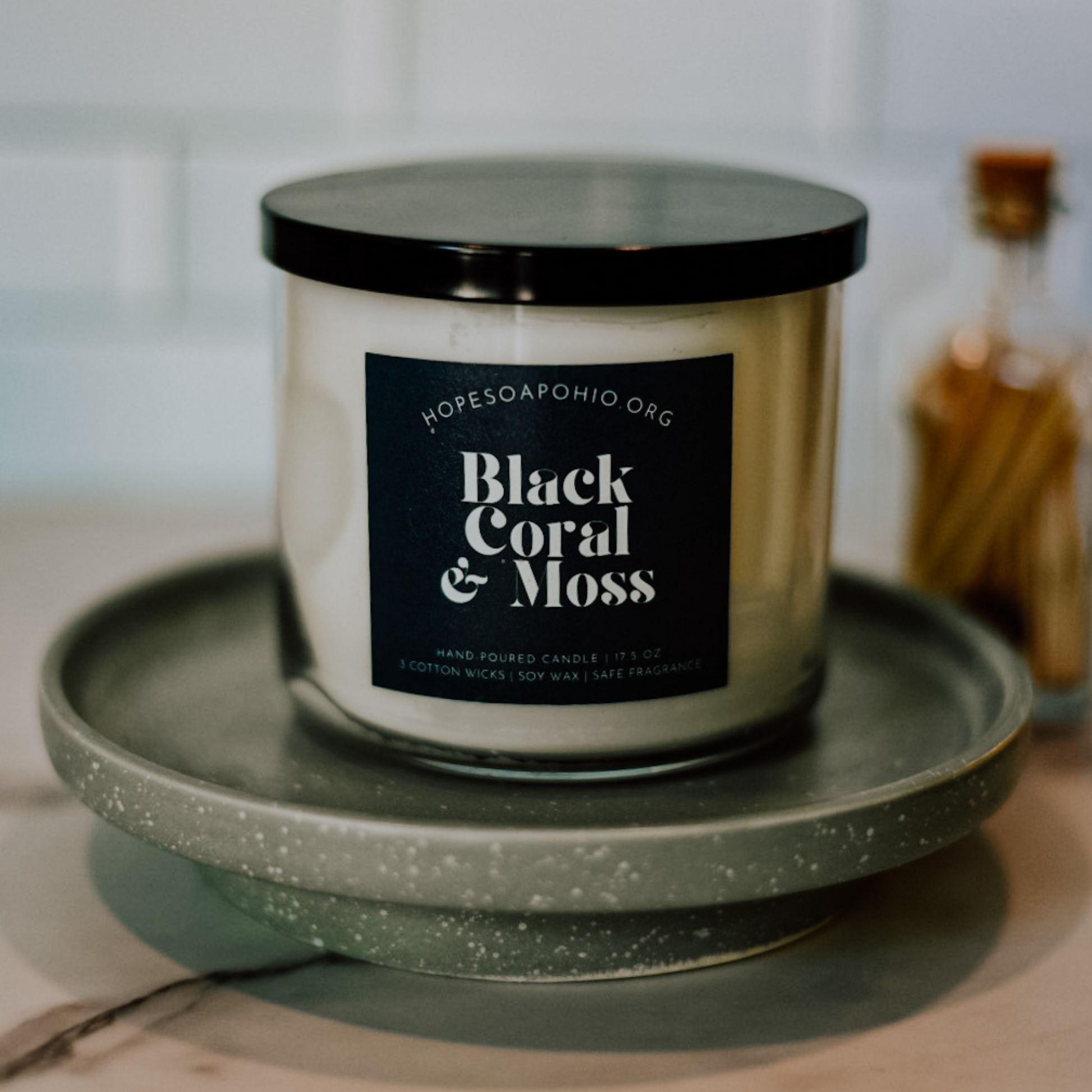 Black Coral & Moss 3-Wick Candle - HOPESOAPOHIO
