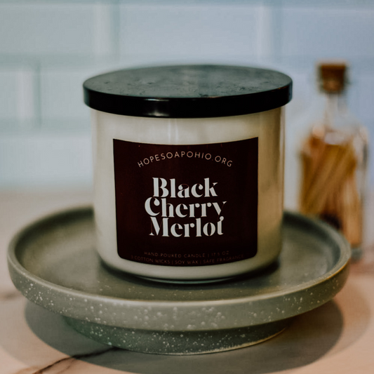 Black Cherry Merlot 3-Wick Candle - HOPESOAPOHIO
