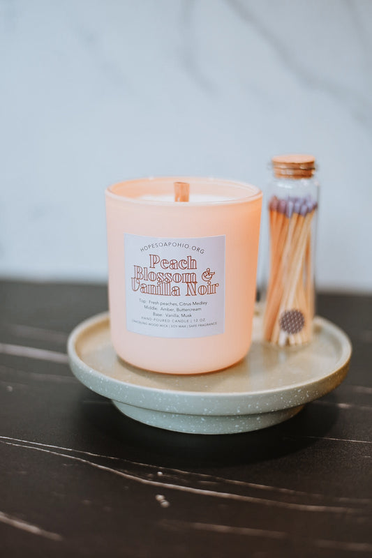 Refillable Peach Blossom & Vanilla Noir Lux Candle