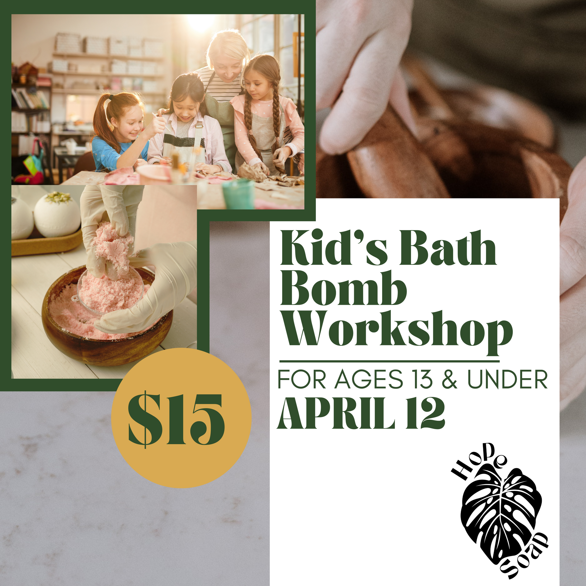 Kids bath bomb workshop - April 12 - HOPESOAPOHIO