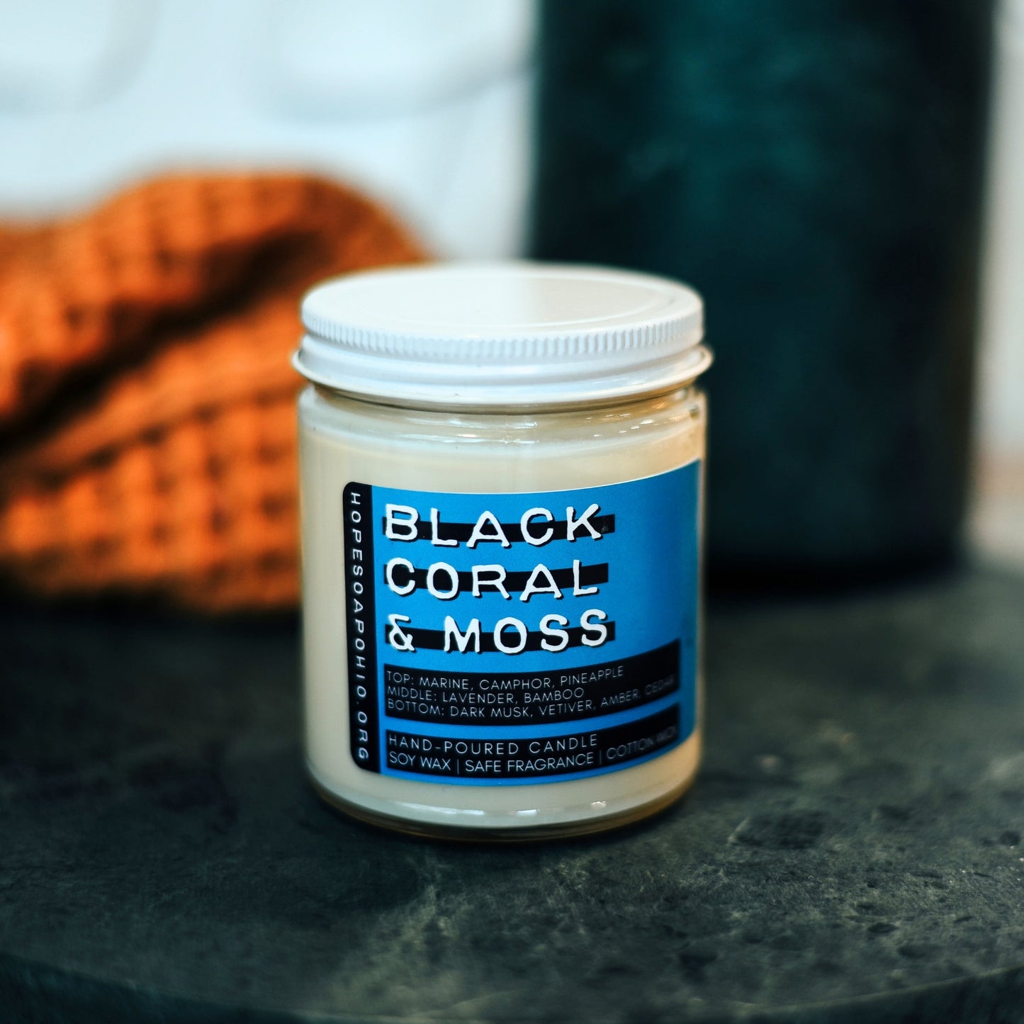 Black Coral & Moss 8 oz Candle - HOPESOAPOHIO