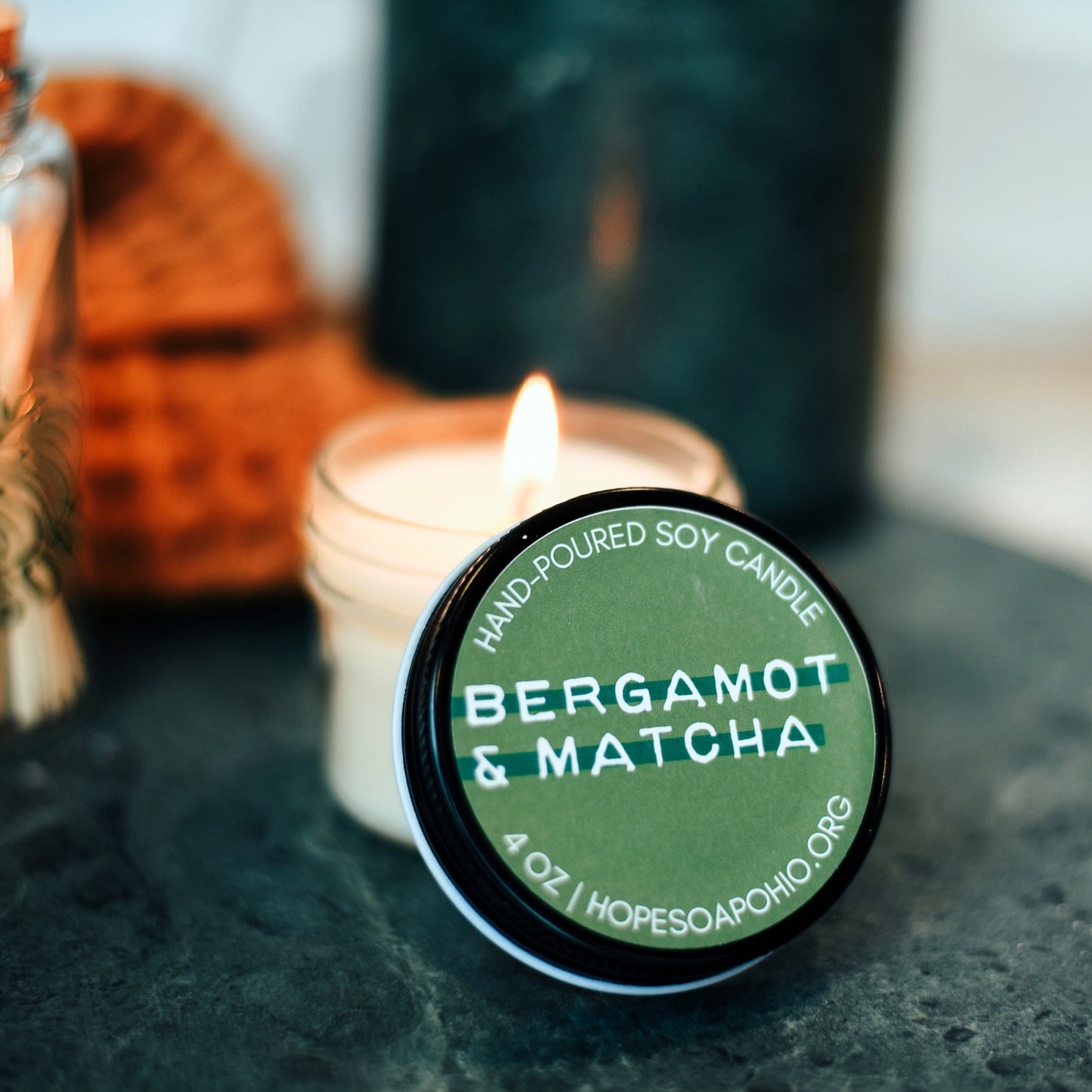 Bergamot & Matcha 4 oz Candle - HOPESOAPOHIO