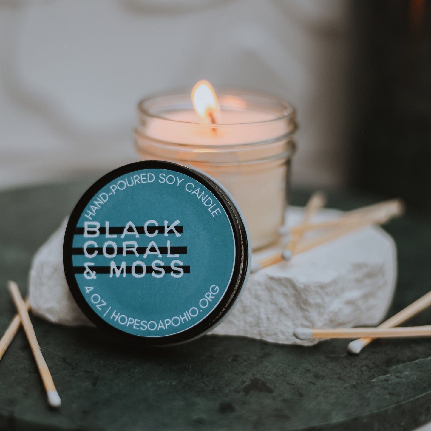 Black Coral & Moss 4 oz Candle - HOPESOAPOHIO