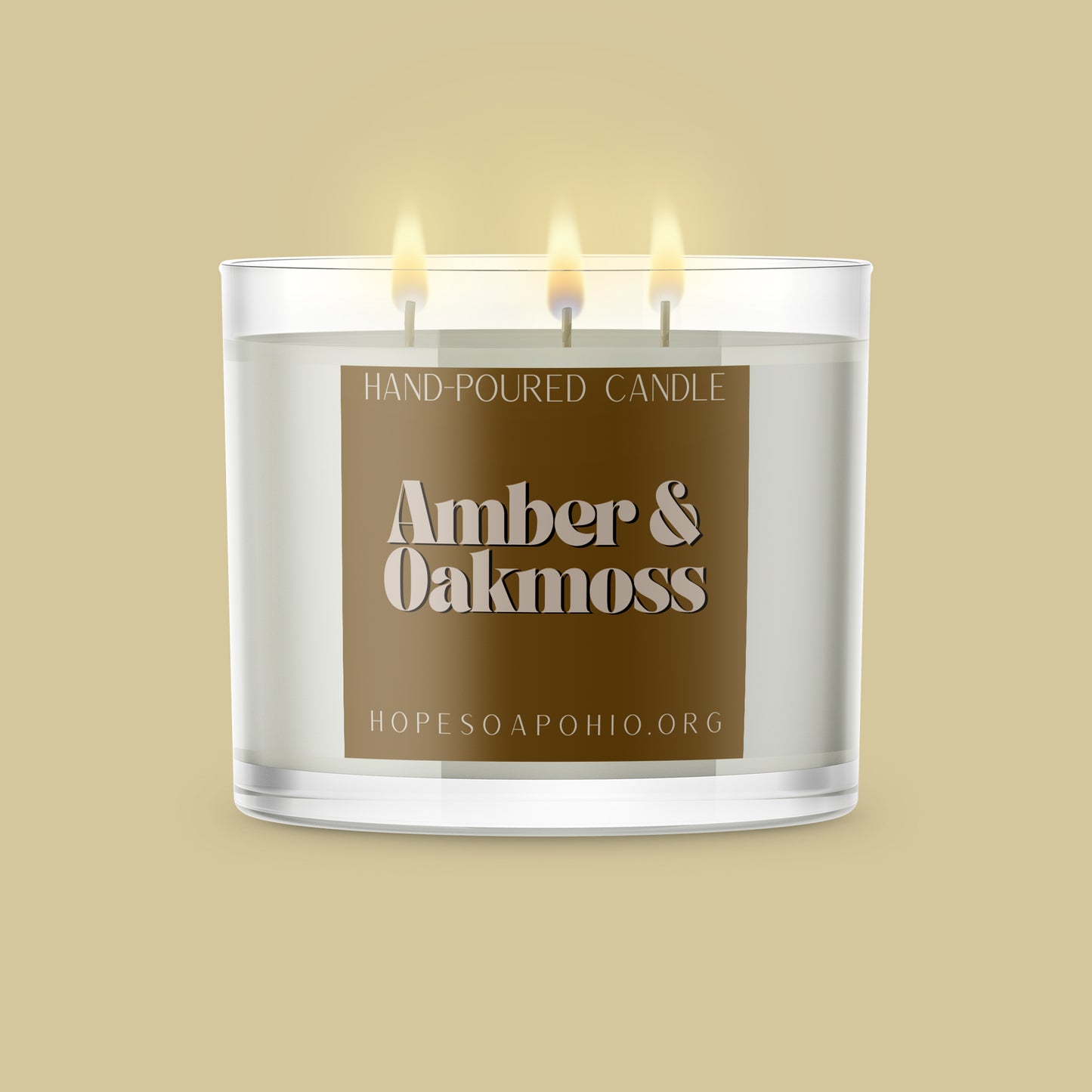 Amber & Oakmoss 3-Wick Candle - HOPESOAPOHIO