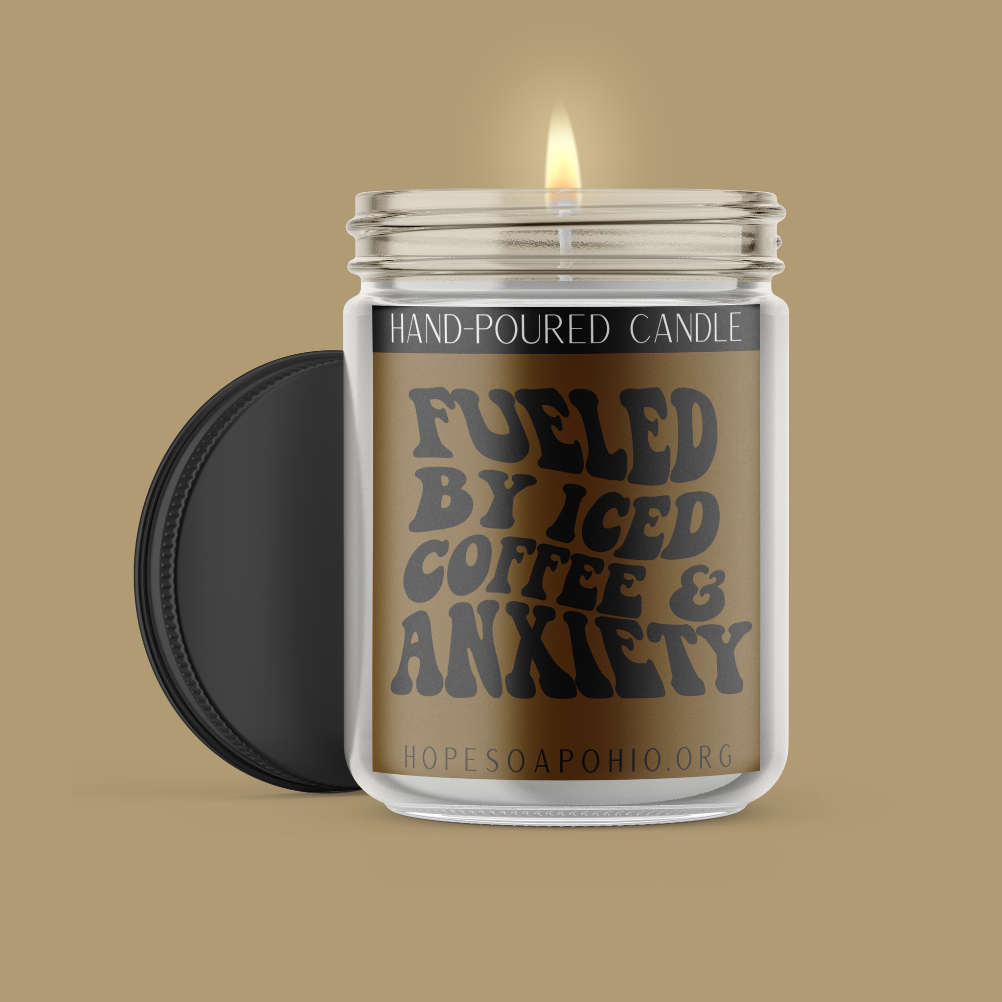 Fueled By Iced Coffee & Anxiety Candle - HOPESOAPOHIO